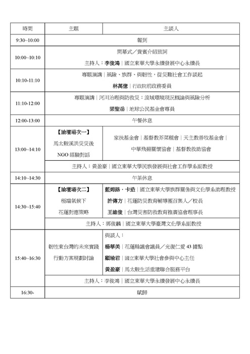 【論壇活動】2025 想想花蓮、韌性原鄉｜災後重建與防救災論壇圖片